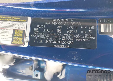 2023 Kia Forte Lxs from USA, damaged, VIN 3KPF24AD3PE507389